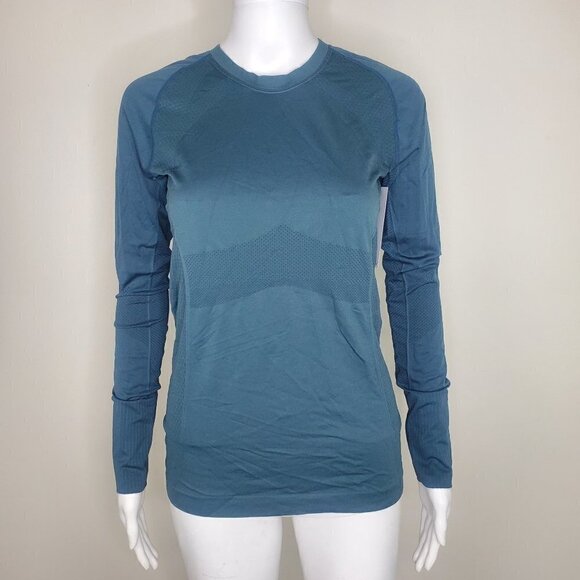NWT Spiritual Gangster X Anique Long Sleeve Mixed Texture Top Teal XS/S - Picture 2 of 12